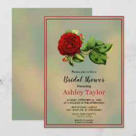 Convites Chá de panela floral de rosa vermelha burgundy ele