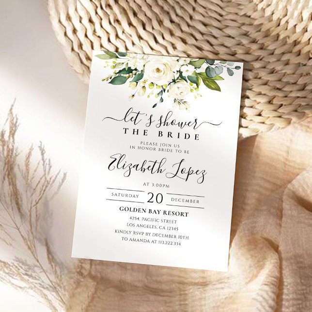 Convites Chá de panela Floral de Rosas Brancas (Criador carregado)