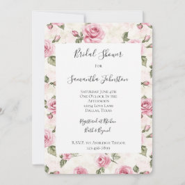 Convites Chá de panela Floral de Rosas Rosa bonito