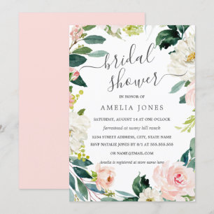 Convites Chá de panela Floral de Wreath Moderna de Watercol