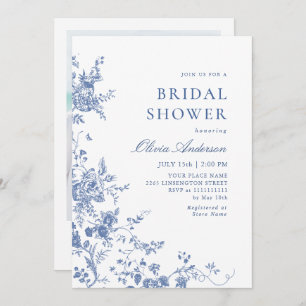 Convites Chá de panela Floral do Jardim Francês Azul Elegan