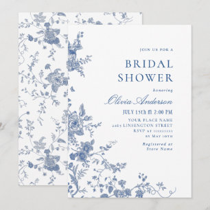 Convites Chá de panela Floral do Jardim Francês Azul Elegan