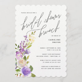 Convites Chá de panela Floral do Jardim Roxo Brunch
