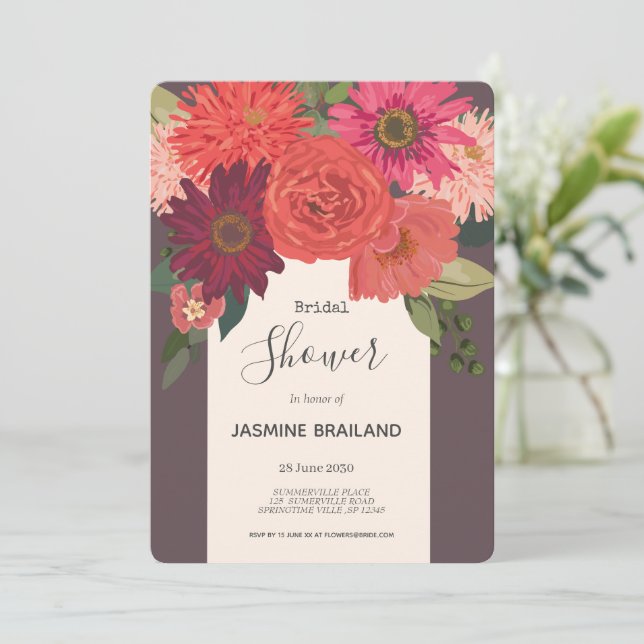 Convites Chá de panela Floral do outono Moderno (Em pé/Frente)