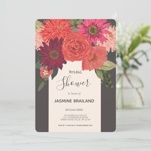 Convites Chá de panela Floral do outono Moderno (Em pé/Frente)