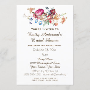 Convites Chá de panela floral do vintage elegante simples