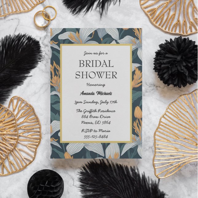 Convites Chá de panela Floral dos lírios Retro-Cons (Criador carregado)