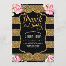 Chá de panela Floral Dourado Brunch e Bubble