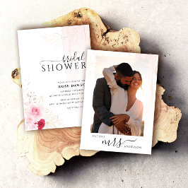 Convites Chá de panela Floral Dourado e Vermelho cor-de-ros