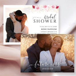 Convites Chá de panela Floral Dourado e Vermelho cor-de-ros