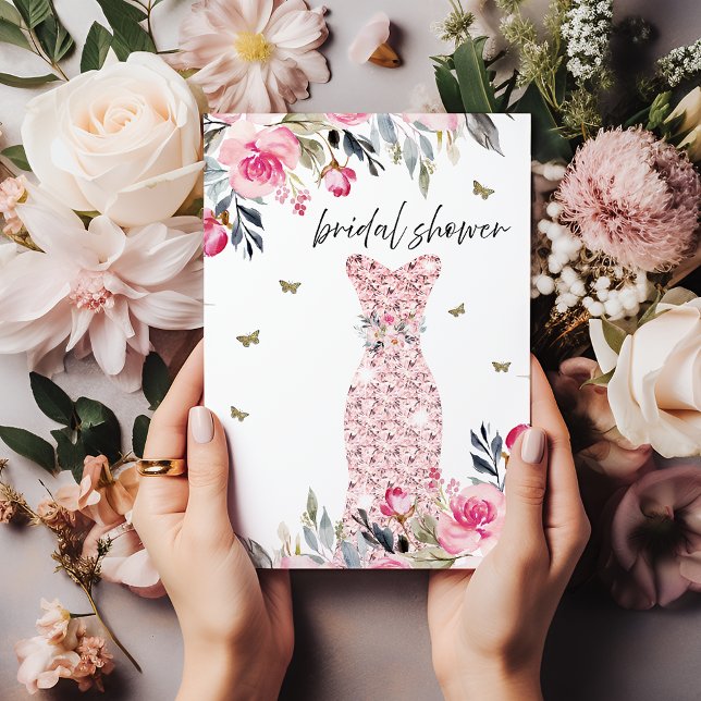 Convites Chá de panela Floral Dourado Glândula Rosa Rosa Ro (Criador carregado)