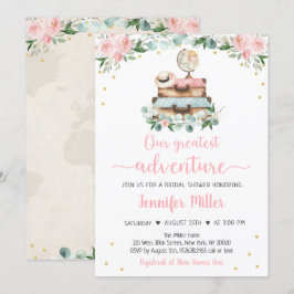 Convites Chá de panela Floral Dourado Rosa Adventure