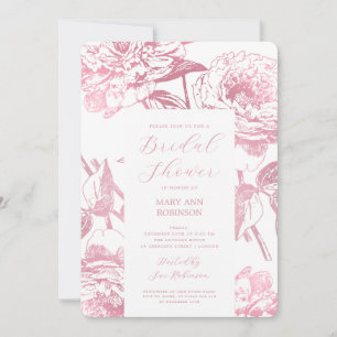 Convites Chá de panela Floral Dourado Rosa de Script Elegan
