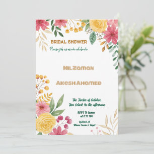 Convites Chá de panela Floral Dual Name Elegante