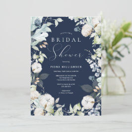 Convites Chá de panela Floral Dusty Blue e Marinho
