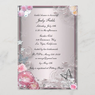 Convites Chá de panela Floral E Borboleta Rosa