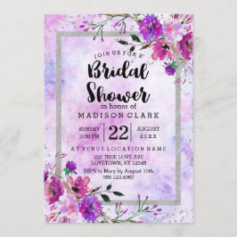 Convites Chá de panela Floral e Prata Roxo