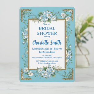Convites Chá de panela Floral Elegante Blue Chinoiserie