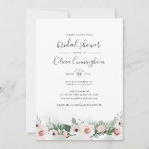 Convites Chá de panela Floral Elegante Blush Watercolor