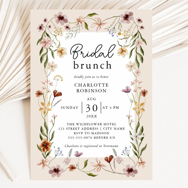 Convites Chá de panela Floral Elegante Boho (Elegant Boho Floral Bridal Shower Invitation)
