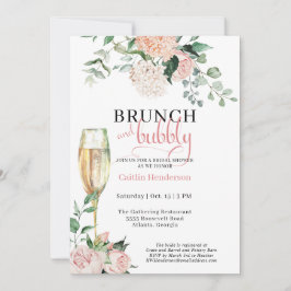 Convites Chá de panela Floral Elegante Brunch e Bubble