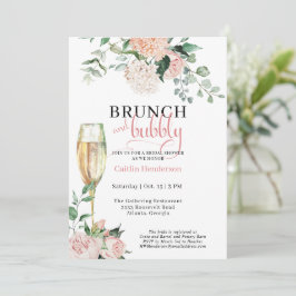 Convites Chá de panela Floral Elegante Brunch e Bubble