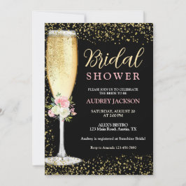 Convites Chá de panela Floral Elegante Champagne Brunch