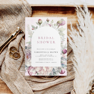 Convites Chá de panela Floral Elegante de Peões Rosa Esbran