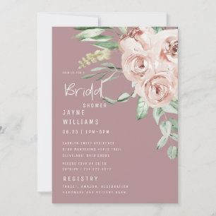 Convites Chá de panela Floral Elegante Dusty Rosa