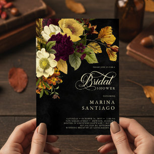 Convites Chá de panela Floral Elegante Moody Jewel Vintage