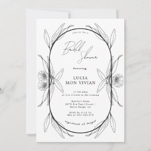 Convites Chá de panela Floral Elegante Preto e Branco