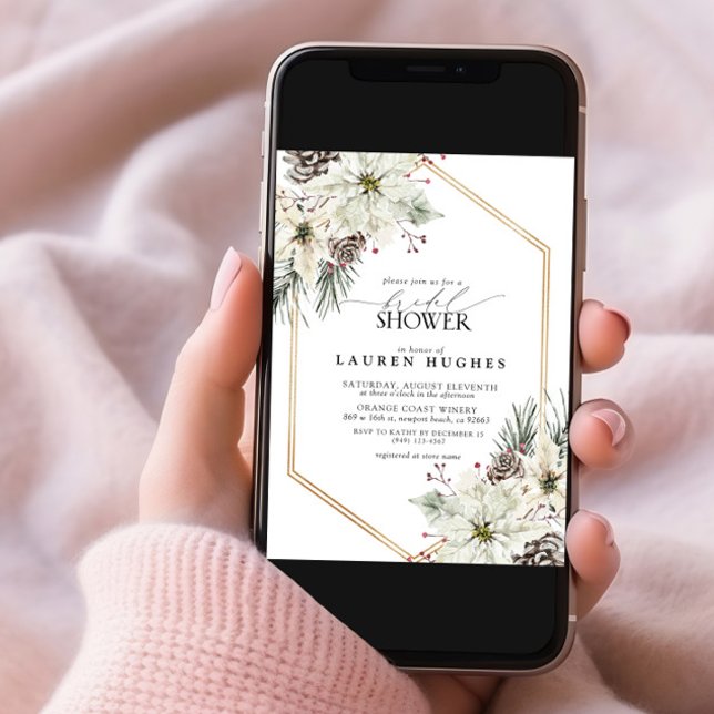 Convites Chá de panela Floral Elegante Winter Evergreen (Criador carregado)