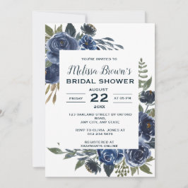 Convites Chá de panela Floral Eucalipto Verde Azul Russo