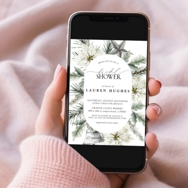 Convites Chá de panela Floral Evergreen de inverno Moderno (Criador carregado)