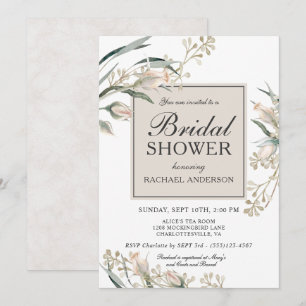 Convites Chá de panela Floral Feminina White Rosebuds