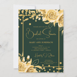 Convites Chá de panela Floral Floral Dourado Emerald