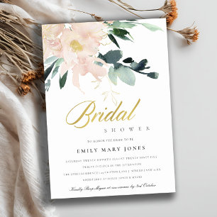 CONVITES CHÁ DE PANELA FLORAL FLORAL FLORAL DOURADO DE COR