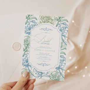 Convites Chá de panela Floral Francês Vintage