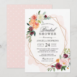 Convites Chá de panela Floral Geométrico Blush Watercolor