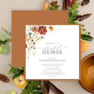 Convites Chá de panela Floral Laranja Elegante Queimado