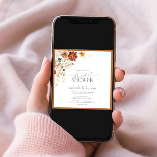 Convites Chá de panela Floral Laranja Elegante Queimado