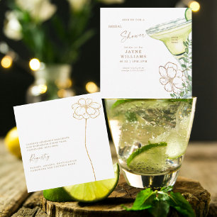 Convites Chá de panela Floral Margarita Dourado moderno