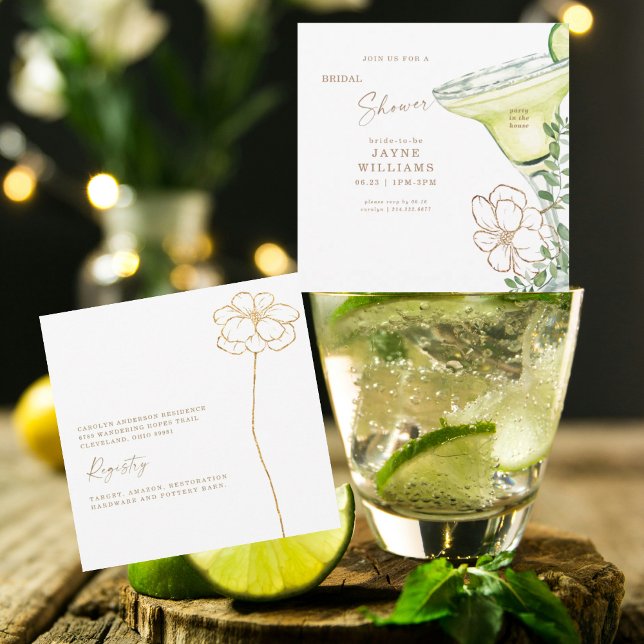 Convites Chá de panela Floral Margarita Dourado moderno (Criador carregado)