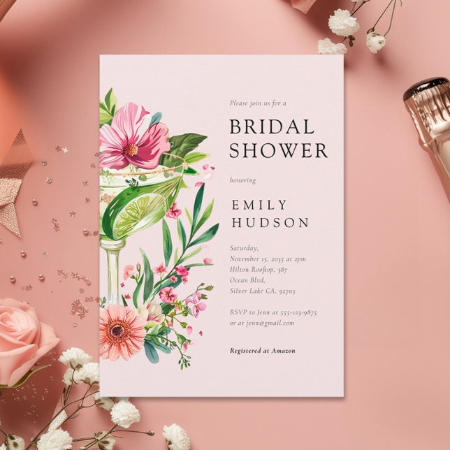 Convites Chá de panela Floral Margarita Fiesta (Criador carregado)