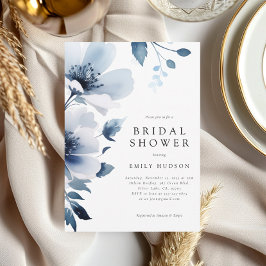 Convites Chá de panela Floral marinho Azul