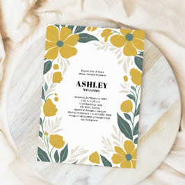 Convites Chá de panela Floral Moderno Amarelo