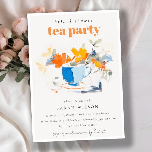 Convites Chá de panela Floral Moderno de Tea Cup (Criador carregado)