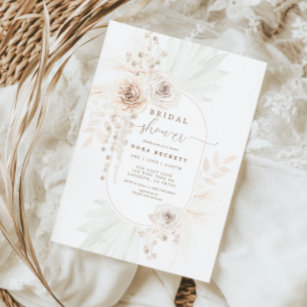 Convites Chá de panela Floral Monocromático White Boho