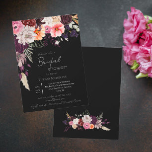Convites Chá de panela Floral Moody Dark