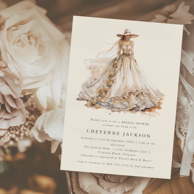 Convites Chá de panela Floral Ocidental Russo Moderno (Criador carregado)